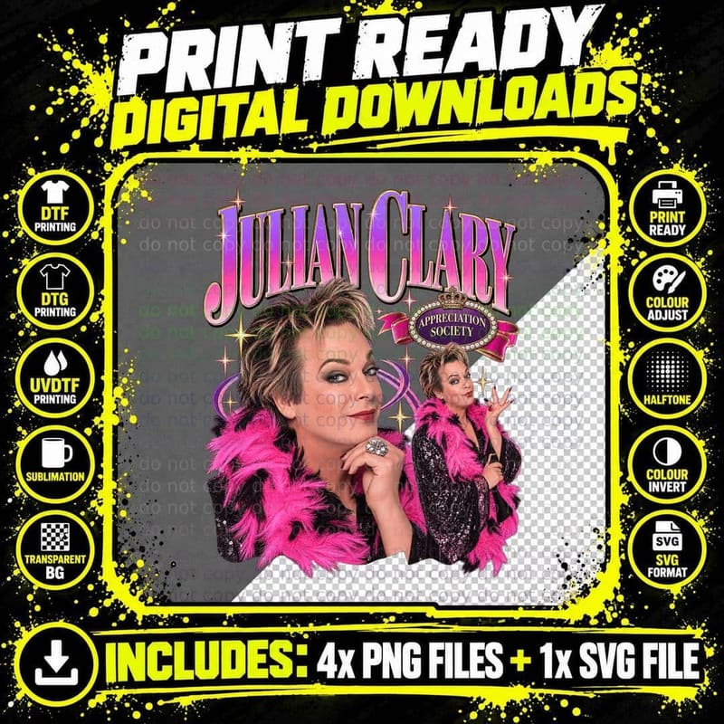 Julian Appreciation Society Pink Feather Boa Camp Glamour Comedian T-Shirt Png SVG Digital Bundle