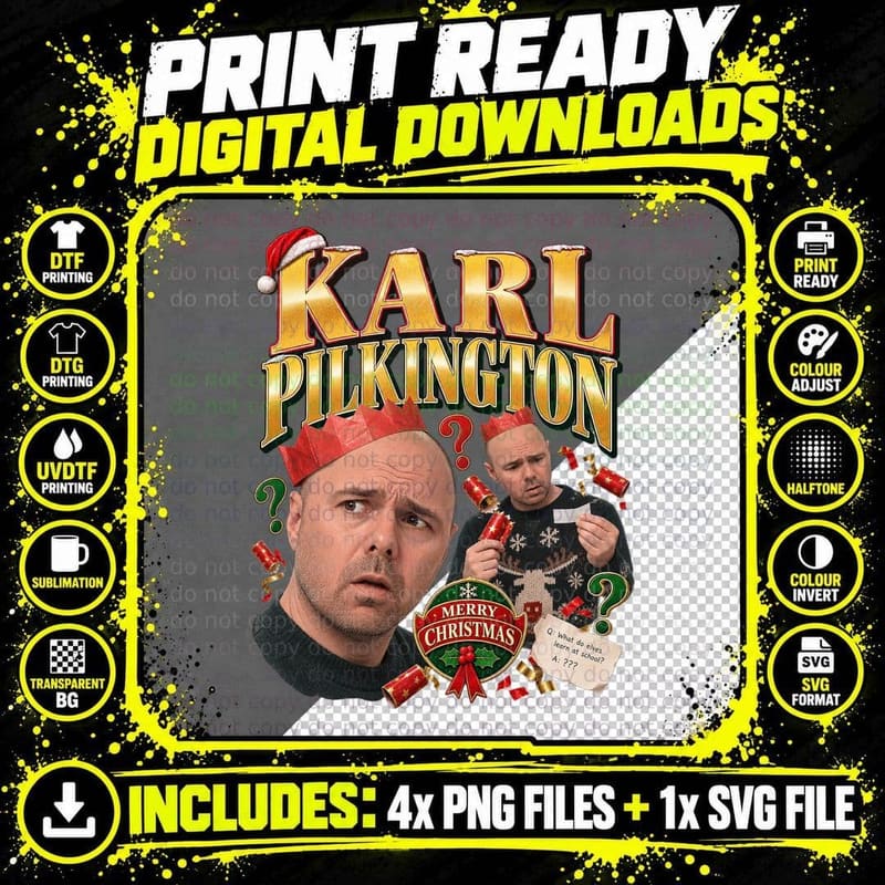 Karl Pilkington Merry Christmas British Comedy Retro Png SVG Digital Bundle