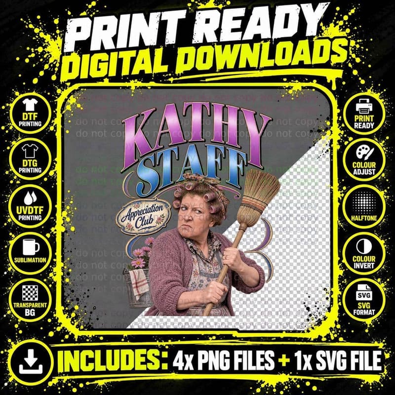 Kathy Nora Batty Appreciation Club Hair Curlers Broom Yorkshire Sitcom T-Shirt Png SVG Digital Bundle