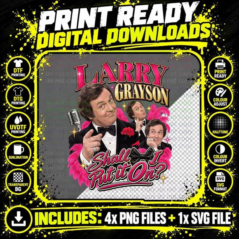 Larry Grayson Vintage Shut That Door British Comedy Png SVG Digital Bundle