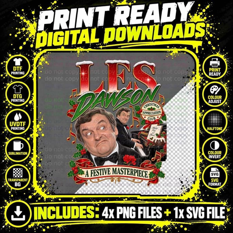 Les Dawson Christmas Retro British Comedy Festive Png SVG Digital Bundle
