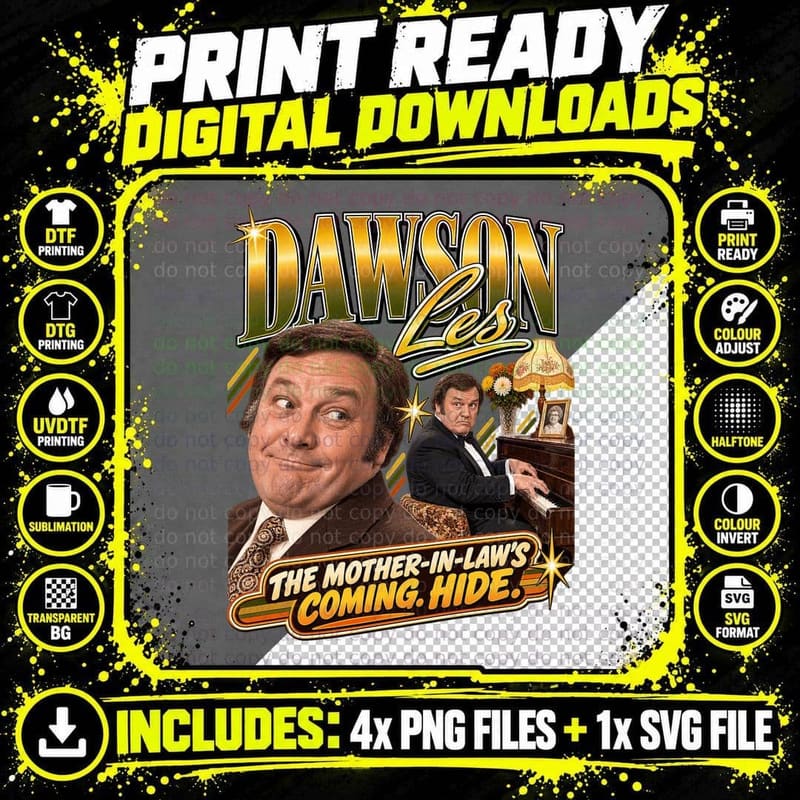 Les Dawson Vintage Mother in Law British Comedy Piano Png SVG Digital Bundle