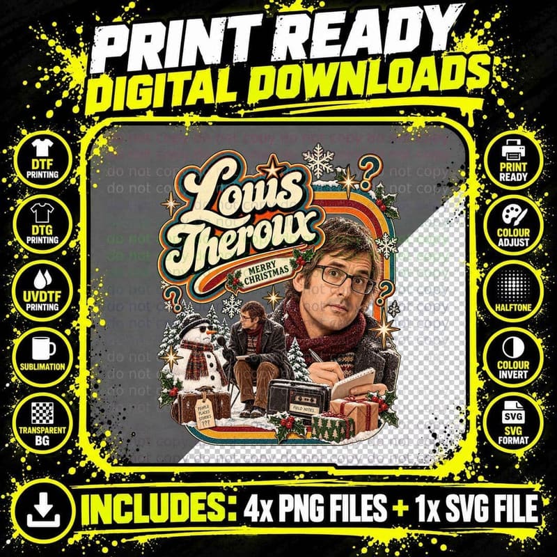 Louis Theroux Merry Christmas Vintage Retro Documentary Png SVG Digital Bundle