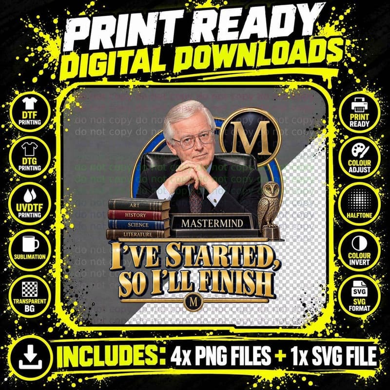 Magnus I've Started So I'll Finish Black Chair Quiz Host Retro 70s TV T-Shirt Png SVG Digital Bundle