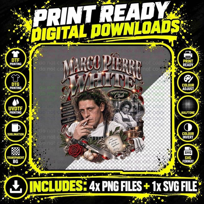 Marco Appreciation Club Talent Discipline Standards Rebel Celebrity Chef T-Shirt Png SVG Digital Bundle