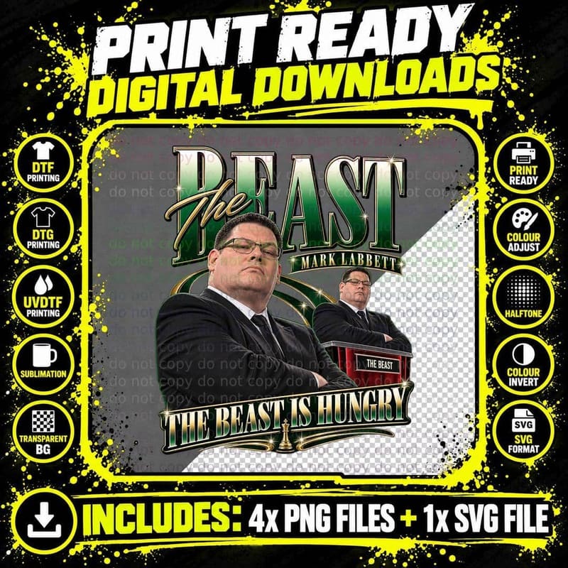 Mark Labbett The Beast The Chase Retro VHS Game Show Png SVG Digital Bundle