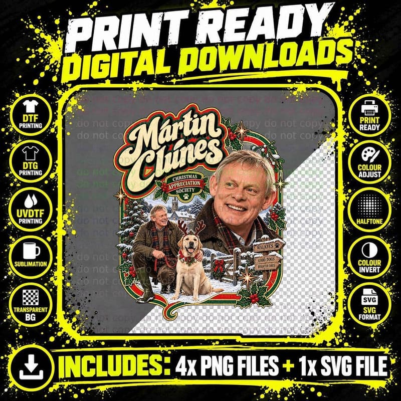 Martin Christmas Appreciation Society Reindeer Dog Walkies Snow Actor T-Shirt Png SVG Digital Bundle