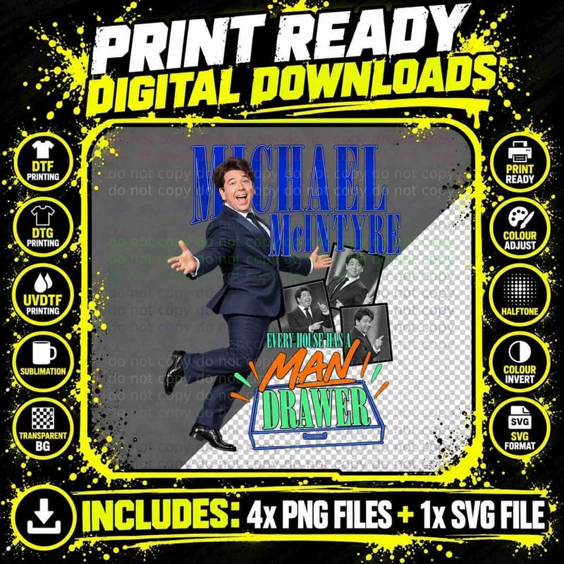Michael McIntyre Man Drawer British Stand Up Comedy Png SVG Digital Bundle