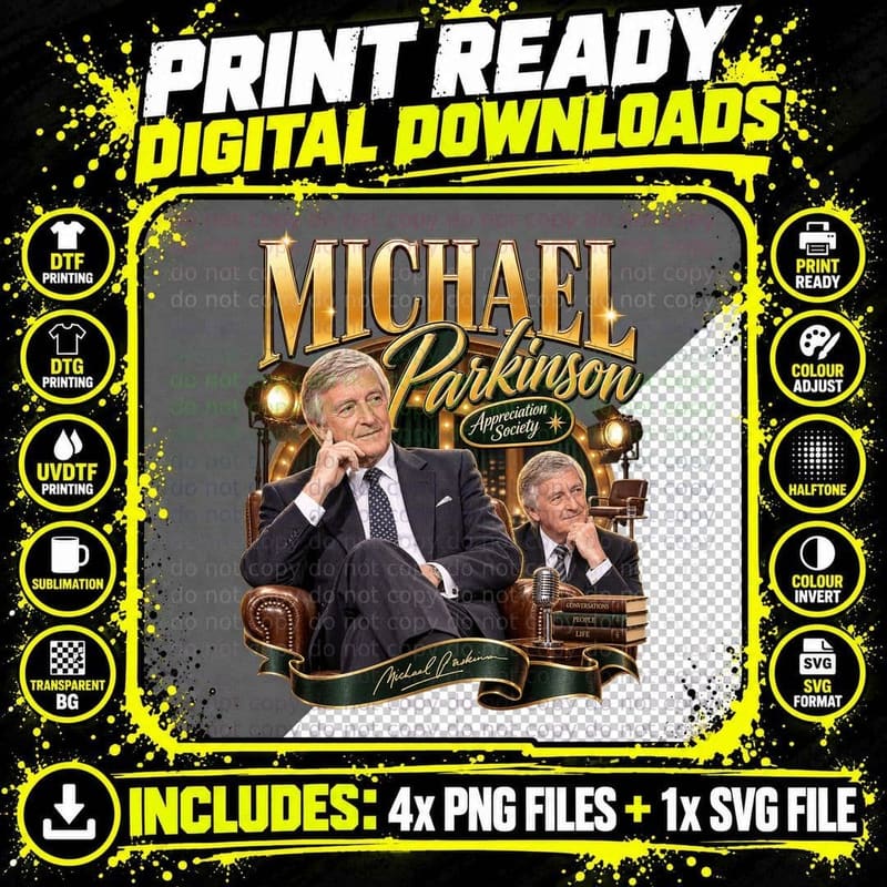 Michael Appreciation Society Chat Show Host Leather Armchair Retro 70s T-Shirt Png SVG Digital Bundle