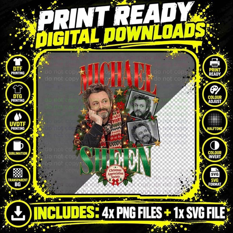 Michael Sheen Christmas Retro Welsh Celebrity Vintage Png SVG Digital Bundle