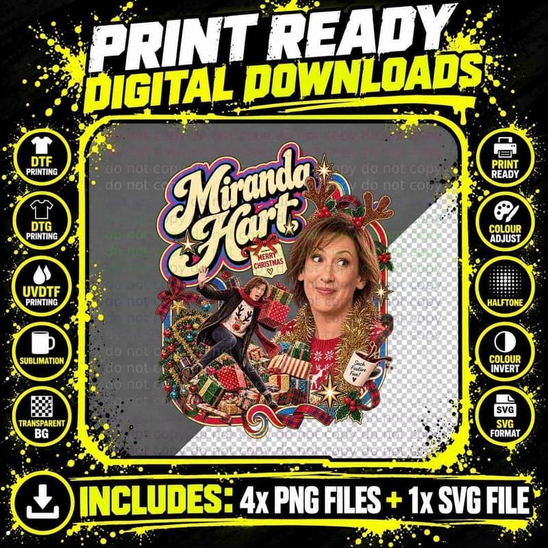 Miranda Hart Merry Christmas Vintage Retro British Png SVG Digital Bundle