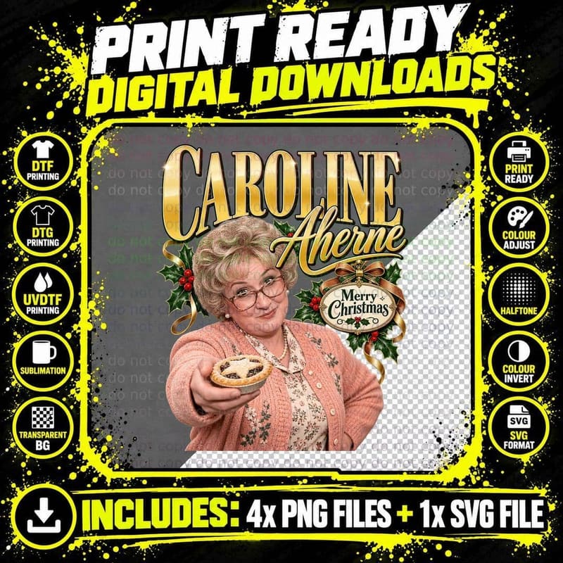 Mrs Merton Caroline Aherne Christmas Vintage British Png SVG Digital Bundle