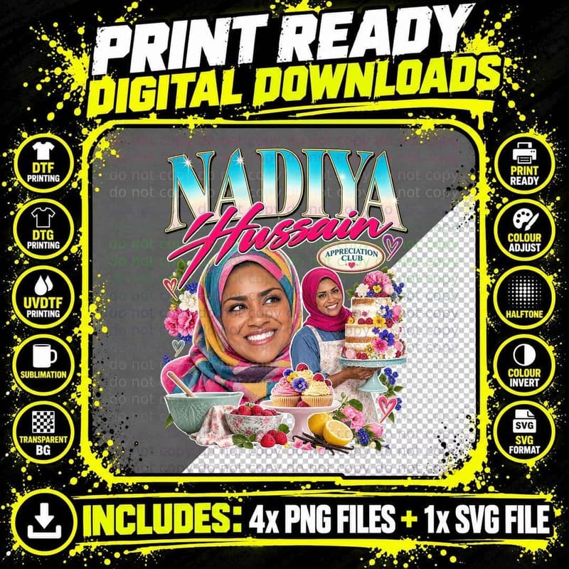 Nadiya Appreciation Club Celebration Cake Cupcakes Berries Baker Retro T-Shirt Png SVG Digital Bundle