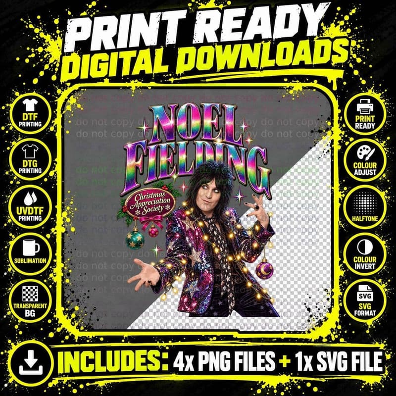 Noel Christmas Appreciation Society Fairy Lights Sequin Jacket Comedian T-Shirt Png SVG Digital Bundle