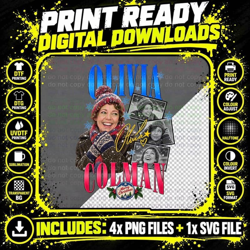 Olivia Colman Christmas Retro British Comedy Celebrity Png SVG Digital Bundle