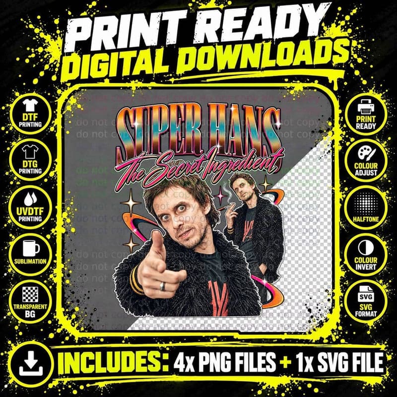 Super Hans The Secret Ingredient Pointing Croydon Flatmates Cult Sitcom T-Shirt Png SVG Digital Bundle