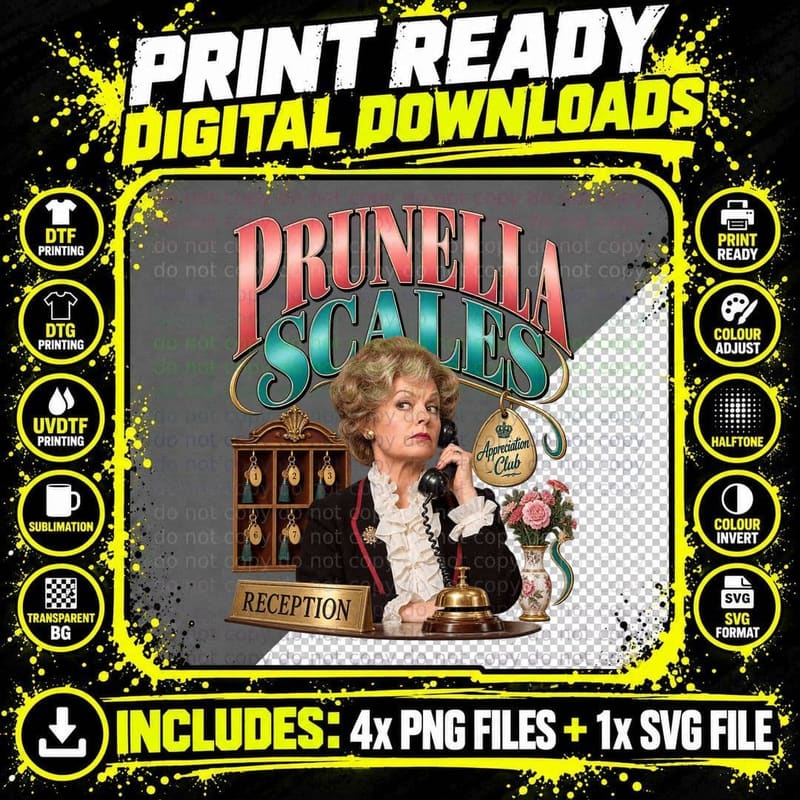 Prunella Appreciation Club Sybil Torquay Hotel Reception 70s Sitcom T-Shirt Png SVG Digital Bundle