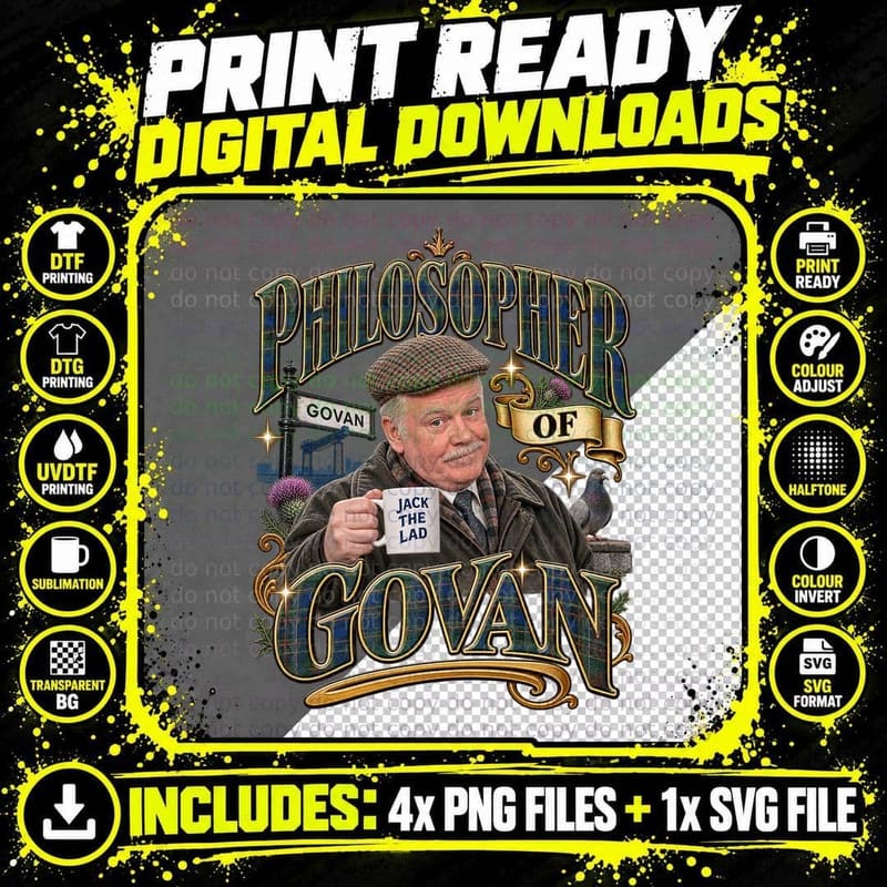 Rab Philosopher Of Govan Jack The Lad Mug Scottish Sitcom Retro Glasgow T-Shirt Png SVG Digital Bundle