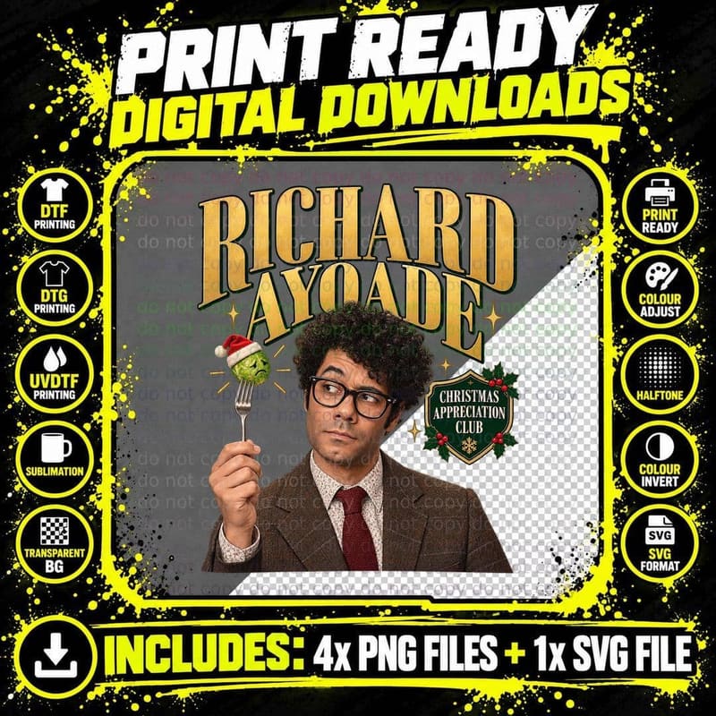 Richard Christmas Appreciation Club Sprout Fork Afro Glasses Comedian T-Shirt Png SVG Digital Bundle