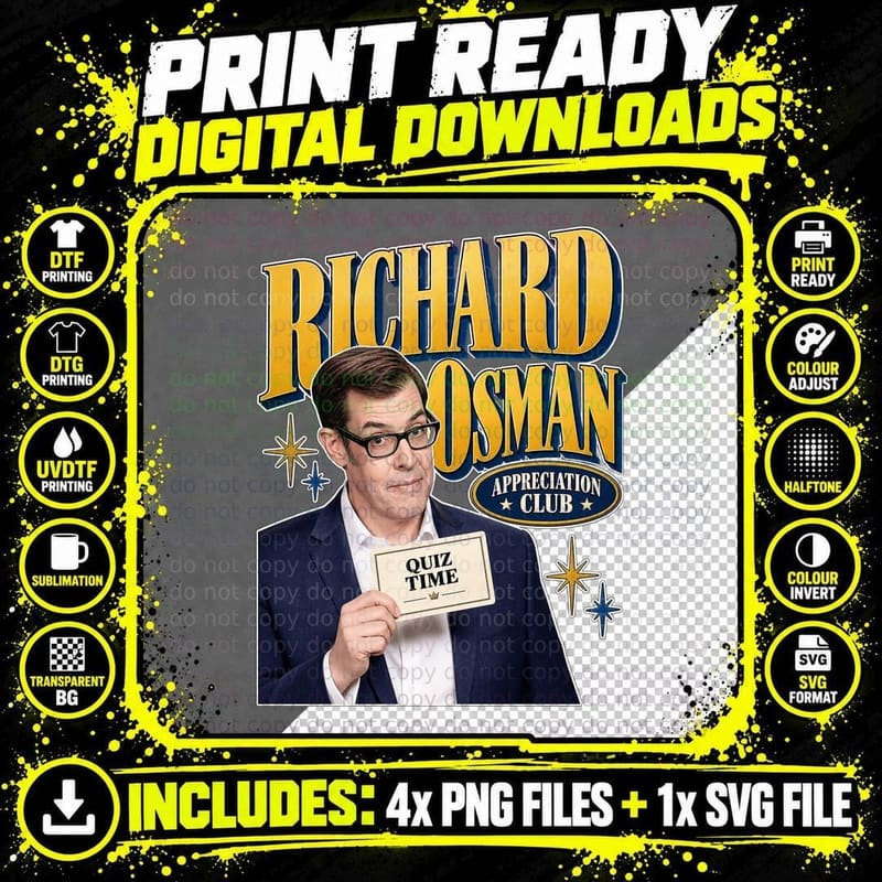 Richard Appreciation Club Quiz Time Tall Gameshow Host Glasses Retro T-Shirt Png SVG Digital Bundle