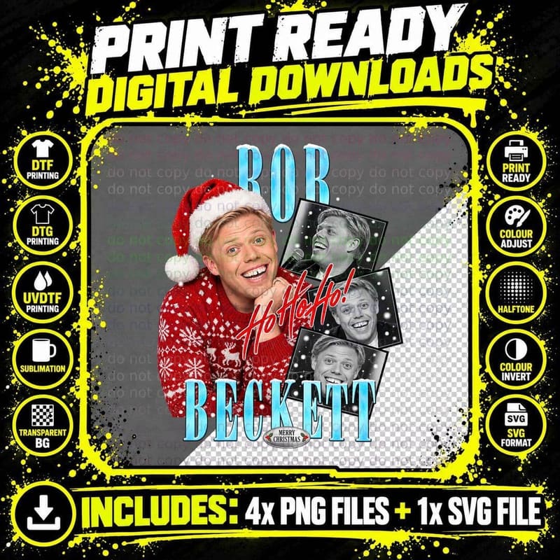 Rob Beckett Christmas Retro Celebrity Collage Vintage Png SVG Digital Bundle
