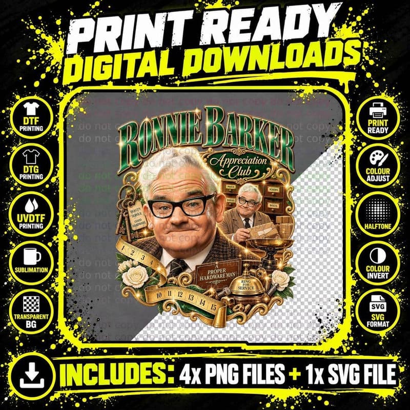 Ronnie Appreciation Club Proper Hardware Man Four Candles Comedy Retro T-Shirt Png SVG Digital Bundle
