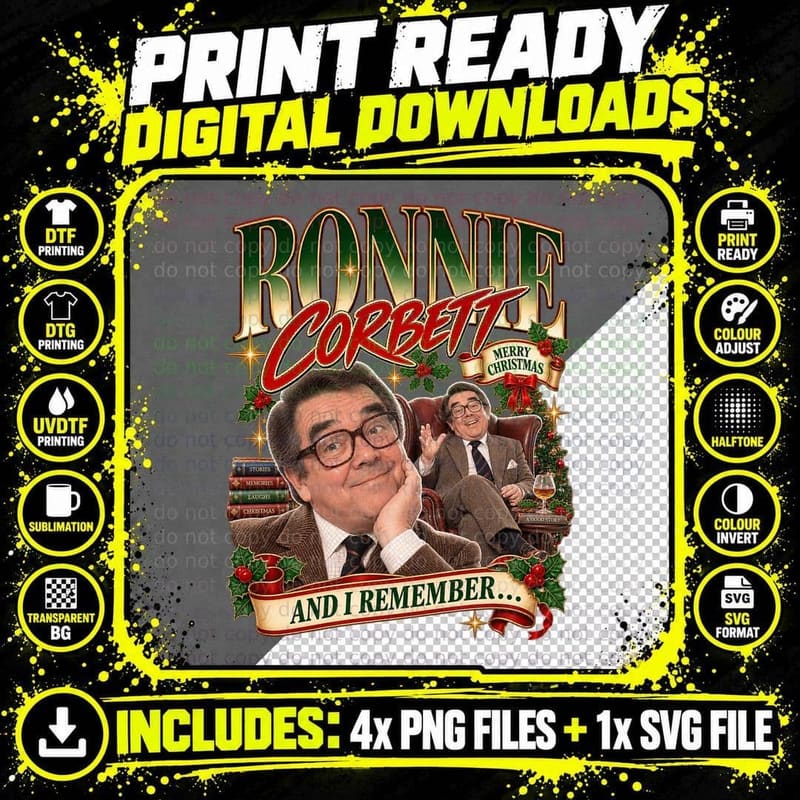 Ronnie Corbett Christmas Retro British Comedy Storytime Png SVG Digital Bundle