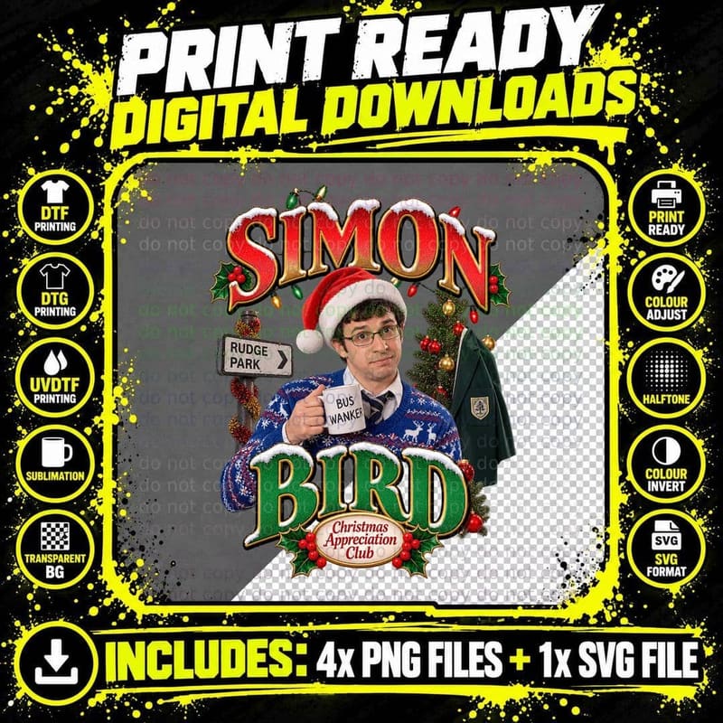 Simon Bird Christmas The Inbetweeners Vintage Retro Fan Png SVG Digital Bundle