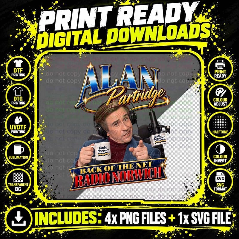 Steve Coogan Alan Partridge Retro VHS British Comedy Png SVG Digital Bundle