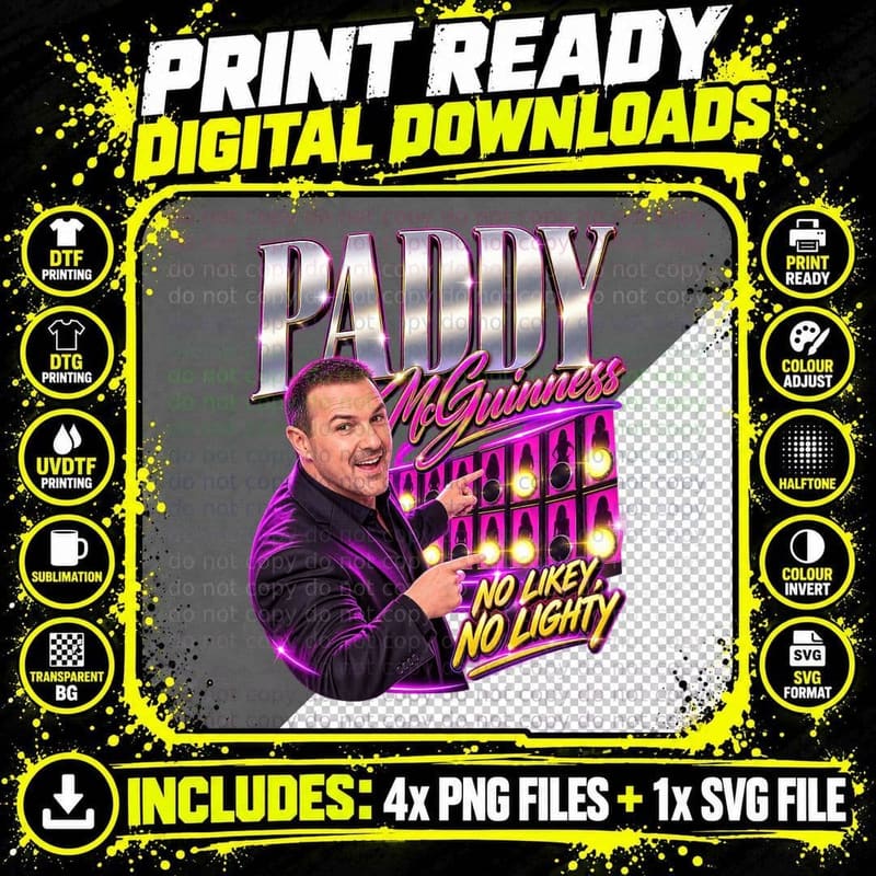 Paddy No Likey No Lighty Quote Dating Game Show Host Retro Vintage TV T-Shirt Png SVG Digital Bundle