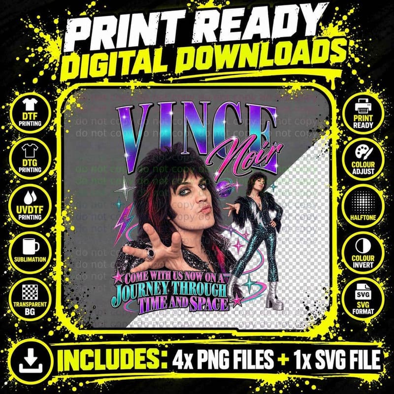 Vince Noir Come With Us Now On A Journey Through Time And Space Glam T-Shirt Png SVG Digital Bundle