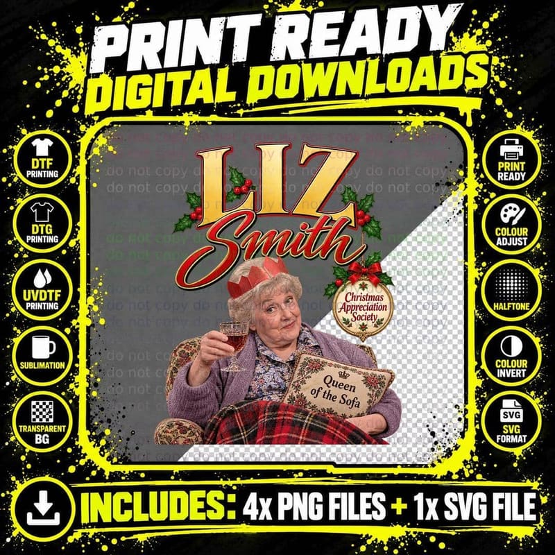 The Royle Family Liz Smith Christmas Vintage British Png SVG Digital Bundle
