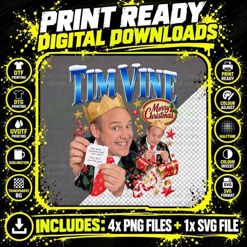Tim Vine Merry Christmas British Comedy Cracker Joke Png SVG Digital Bundle