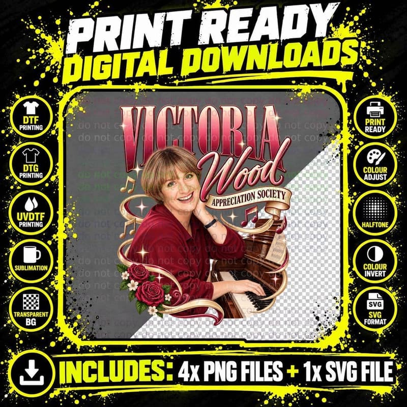Victoria Appreciation Society Piano Comedienne Northern Wit Retro T-Shirt Png SVG Digital Bundle