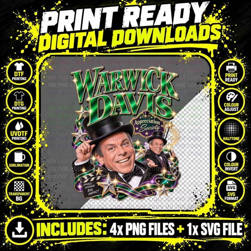 Warwick Appreciation Society Small Legend Big Impact Top Hat Actor T-Shirt Png SVG Digital Bundle