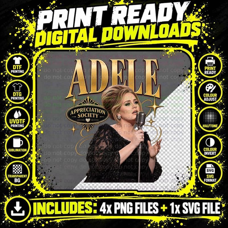 Adele Appreciation Society Vintage Soul Pop Singer Microphone Retro T-Shirt Png SVG Digital Bundle