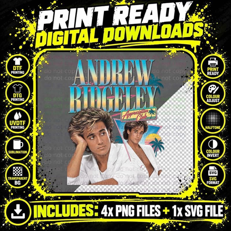 Andrew Appreciation Club 80s Pop Duo Guitarist Retro Summer Vintage Fan T-Shirt Png SVG Digital Bundle