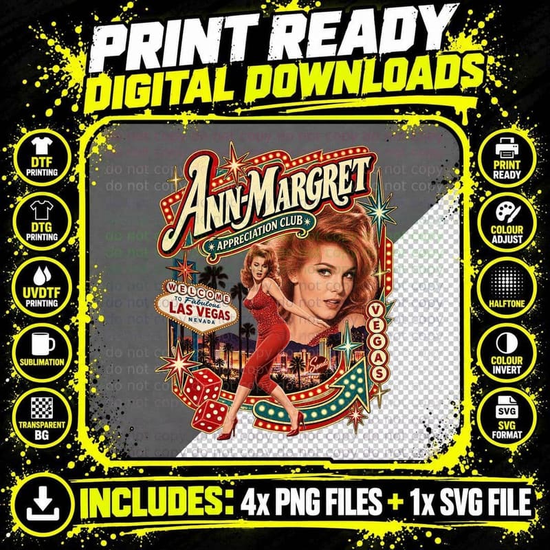 Ann-Margret Appreciation Club Vintage 60s Hollywood Las Vegas Showgirl T-Shirt Png SVG Digital Bundle