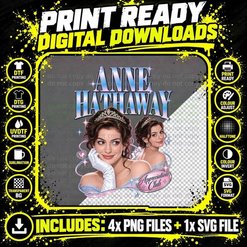 Anne Appreciation Club Princess Tiara Vintage 2000s Teen Movie Retro T-Shirt Png SVG Digital Bundle