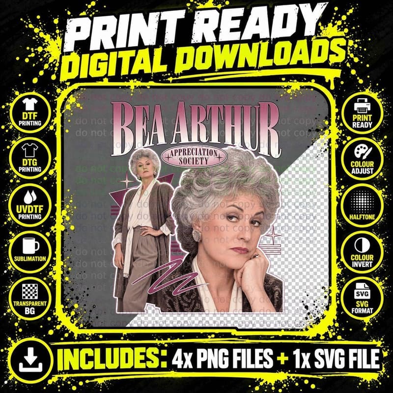 Bea Arthur Appreciation Society Golden Girls Retro Fan Png SVG Digital Bundle