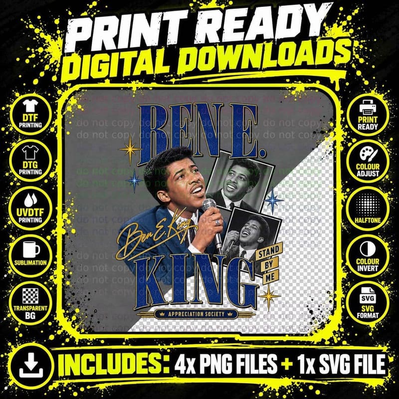 Ben Stand By Me Appreciation Society Vintage 60s Soul Singer Collage T-Shirt Png SVG Digital Bundle