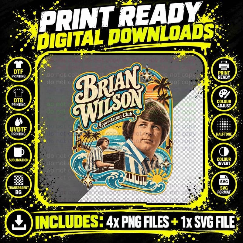 Brian Appreciation Club Vintage 60s California Surf Pop Songwriter Retro T-Shirt Png SVG Digital Bundle
