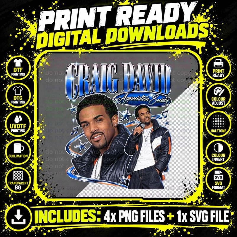 Craig Appreciation Society UK Garage Y2K Retro RnB Singer Fan Club T-Shirt Png SVG Digital Bundle
