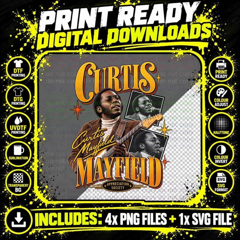 Curtis Appreciation Club Vintage 70s Soul Funk Guitar Singer Retro Music T-Shirt Png SVG Digital Bundle