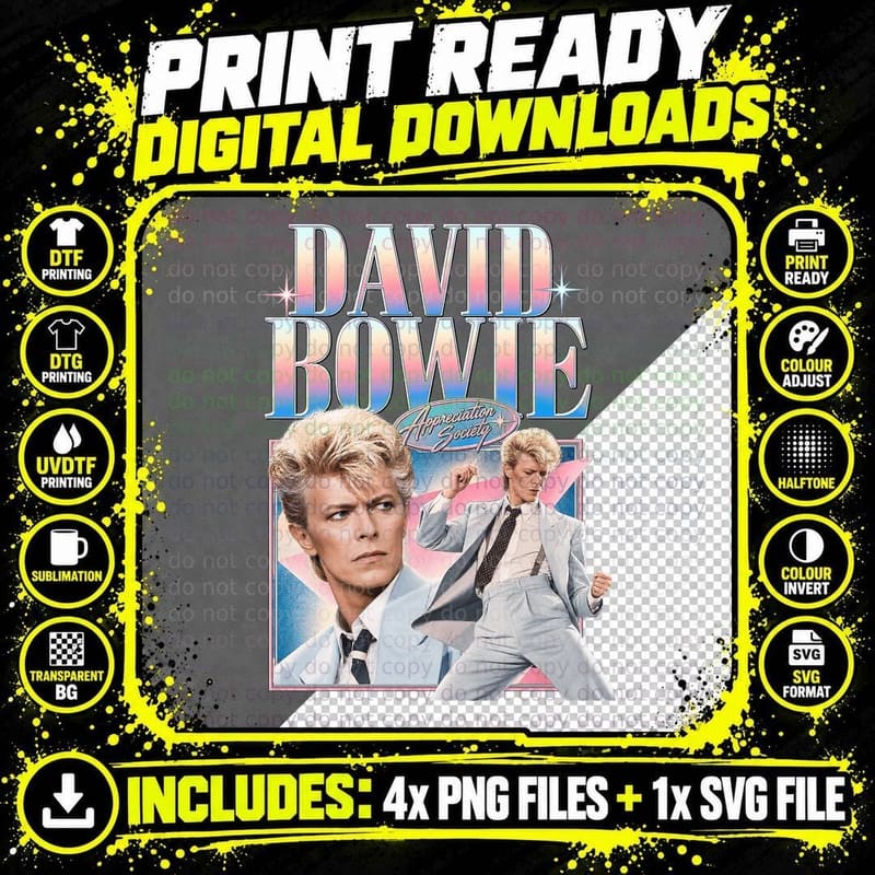 David Appreciation Society 80s Pop Rock Star Vintage Dance Era Music T-Shirt Png SVG Digital Bundle