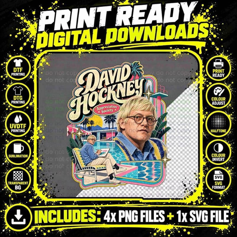 David Appreciation Society British Artist California Pool Painting Retro T-Shirt Png SVG Digital Bundle