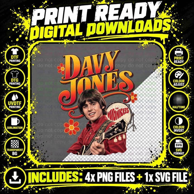 Davy Appreciation Club Vintage 60s Pop Band Teen Idol British Singer T-Shirt Png SVG Digital Bundle