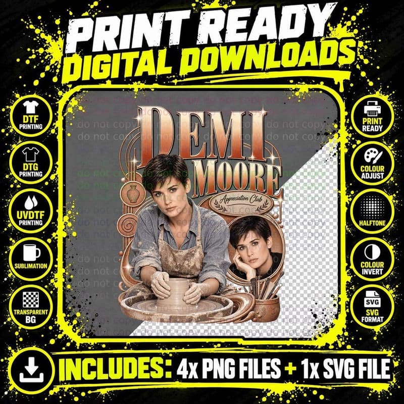 Demi Appreciation Club 90s Movie Star Pottery Wheel Romance Retro T-Shirt Png SVG Digital Bundle