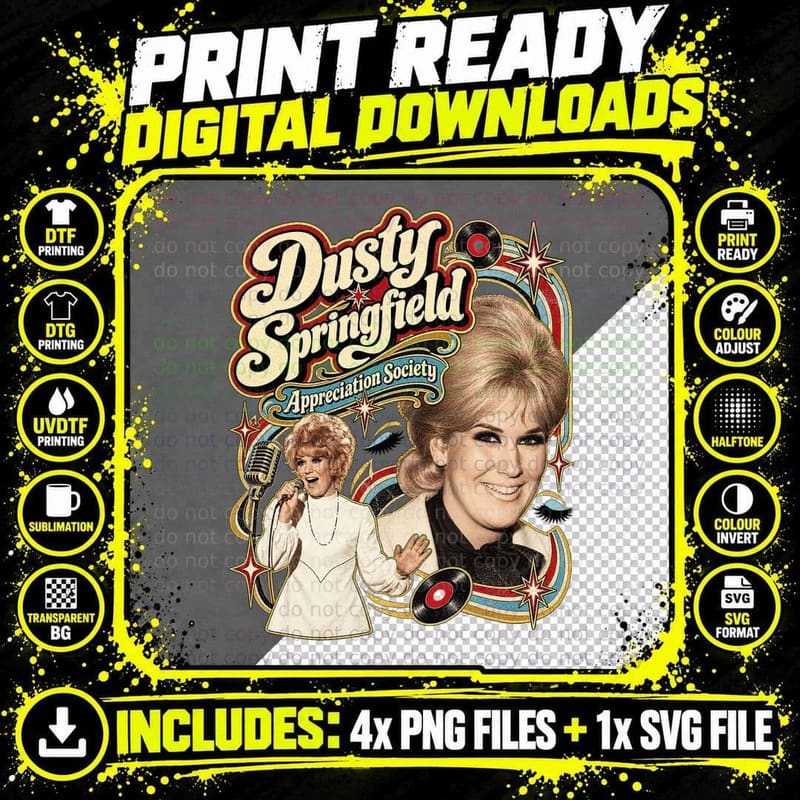Dusty Appreciation Society 60s Soul Singer Beehive Blonde Vintage T-Shirt Png SVG Digital Bundle