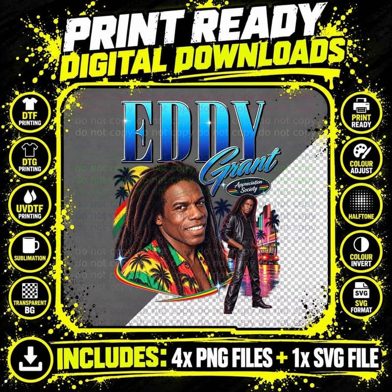 Eddy Electric Avenue Appreciation Society 80s Reggae Singer Retro T-Shirt Png SVG Digital Bundle
